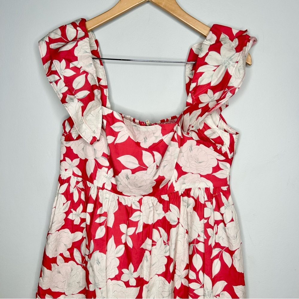 Cara Cara Lexa Raspberry Pink And White Floral Tiered Smocked Mini Dress - Picture 3 of 7